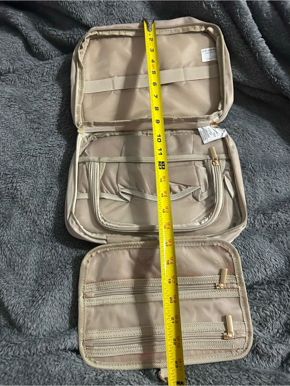 Paris Hilton Toiletry Bag Quilted Carry Bag in Light Beige